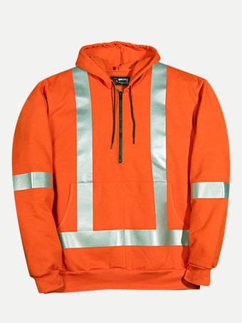 Big Bill 14 oz Flamex® FR 1/4 Front Zip Hooded Hiviz Sweatshirt